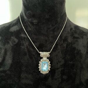 3 For $20! Elegant Silver Toned Necklace with Blue Gemstone
